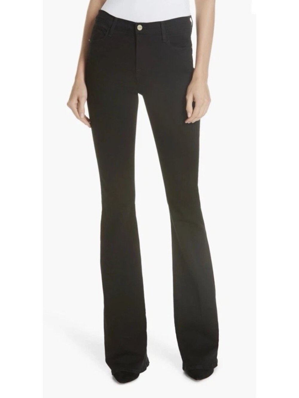 Frame Women’s Sz 26 Le High Flare Black Denim Jeans